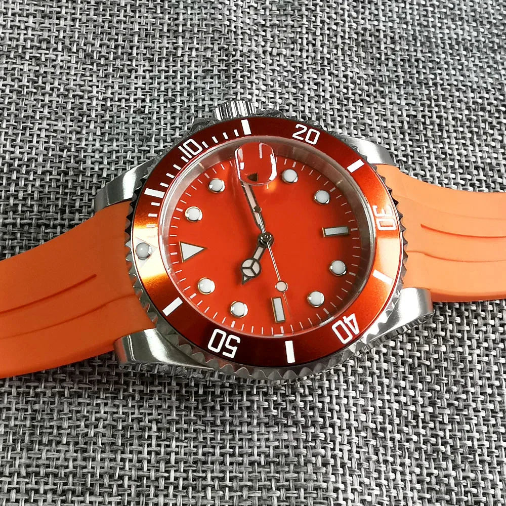 40mm Orange Submariner Mod D01 NH35 Movement Cyclop Sapphire Customizable Dive Watch 10Bar