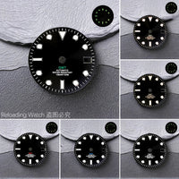 NH34 Dial GMT 28.5mm No Logo Calendar Dials Green Luminous mod parts