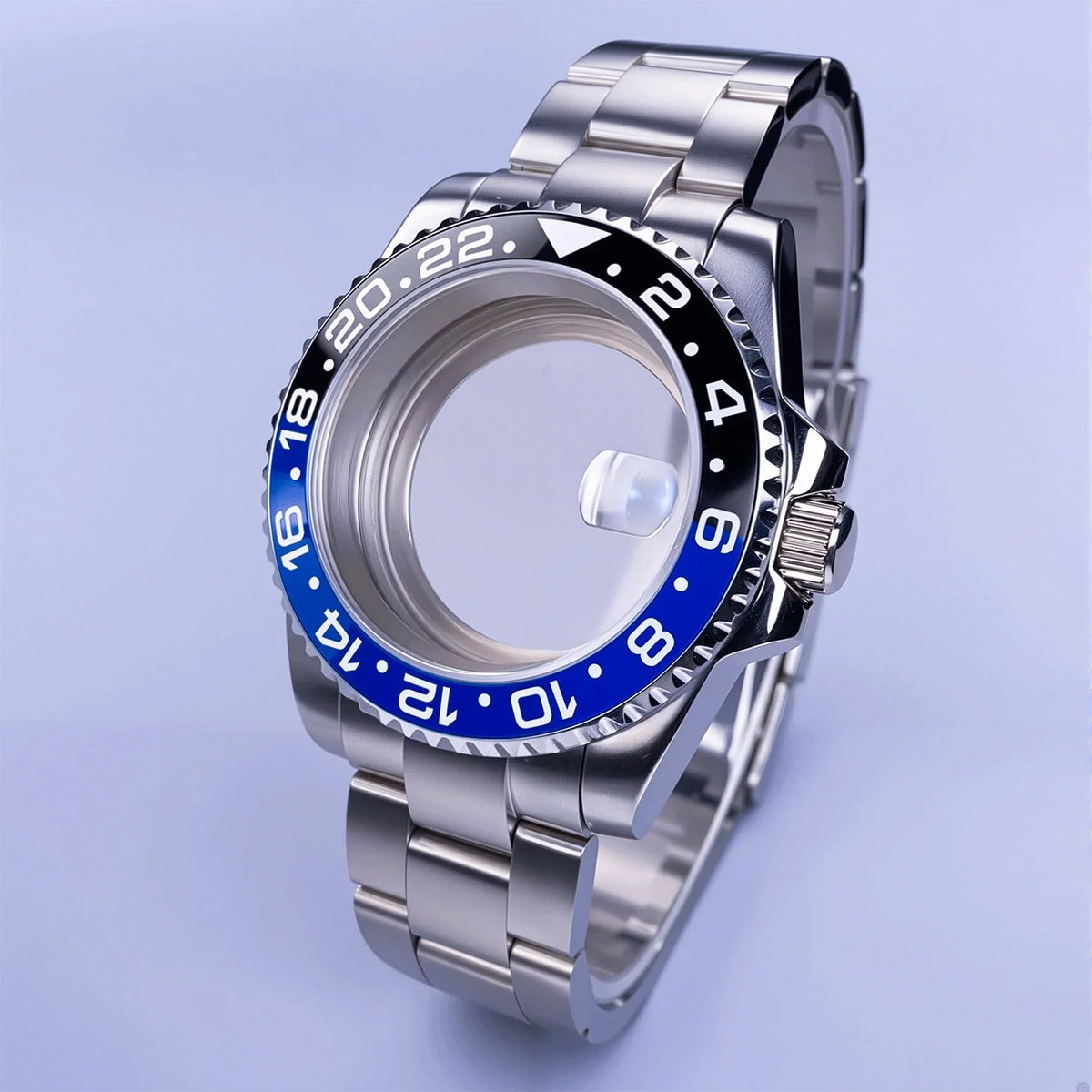 GMT Watch Case D02 40mm Sapphire 120 Click Fit NH34/NH35/NH36 38Movements Glide Bracelet