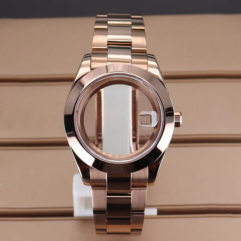 PVD Yellow Gold / Rose Gold AIrKing Explorer Watch Case GB03 36mm/39mm Sapphire For Nh35 Nh36 NH34 NH38 Nh70 Miyota 8215 8285 Movement