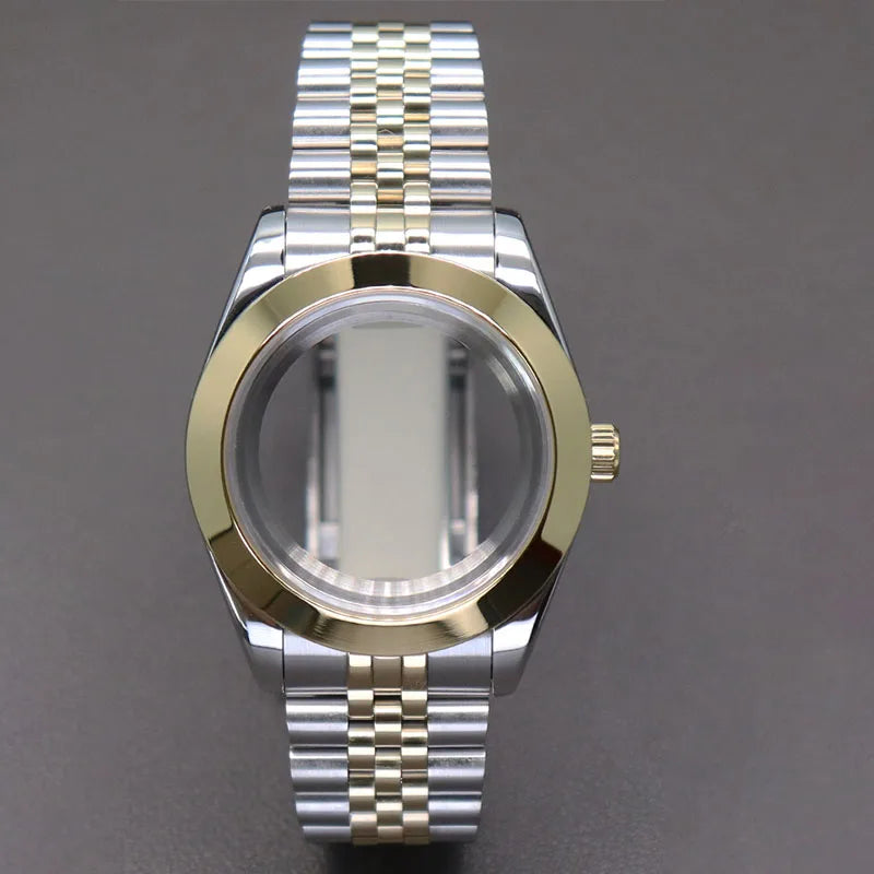 Two Toned Gold/ Rose Gold AIrKing Explorer Watch Case TB03 36mm/39mm High Quality Sapphire Glass For Nh35 Nh36 NH34 NH38 Nh70 Miyota 8215 8285 Movement