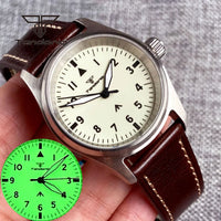 36mm Pilot Watch P03 Creamy Dial Full Lume NH35 Automatic 20BAR Sapphire Customizable