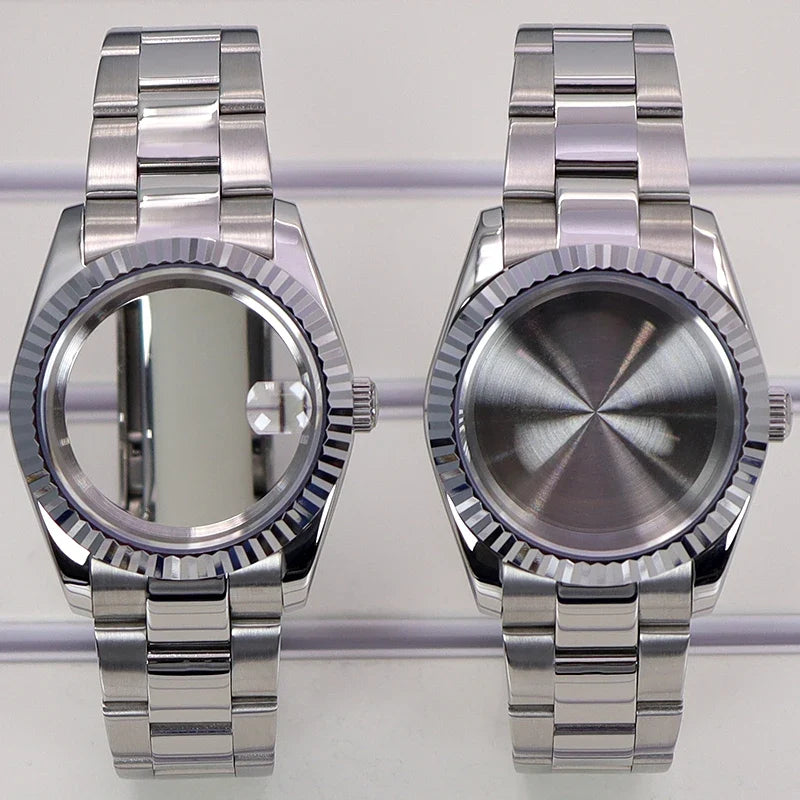 DateJust Watch Case B01 36mm/39mm Fluted Bezel Solid 316L Steel Strap For Seiko NH34 NH35 NH36/38 Miyota 8215 8285Movement