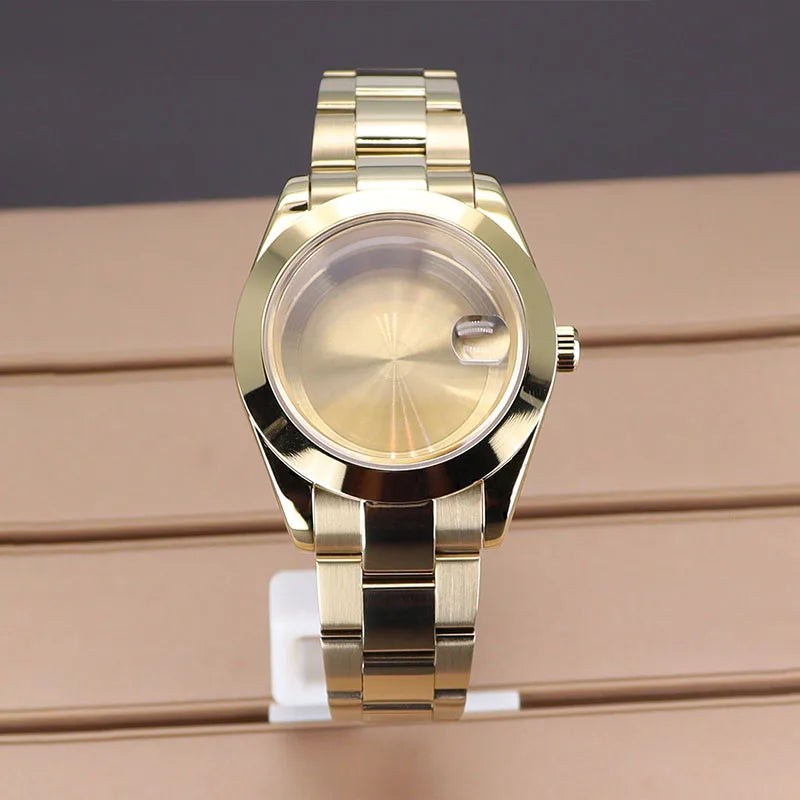 PVD Yellow Gold / Rose Gold AIrKing Explorer Watch Case GB03 36mm/39mm Sapphire For Nh35 Nh36 NH34 NH38 Nh70 Miyota 8215 8285 Movement