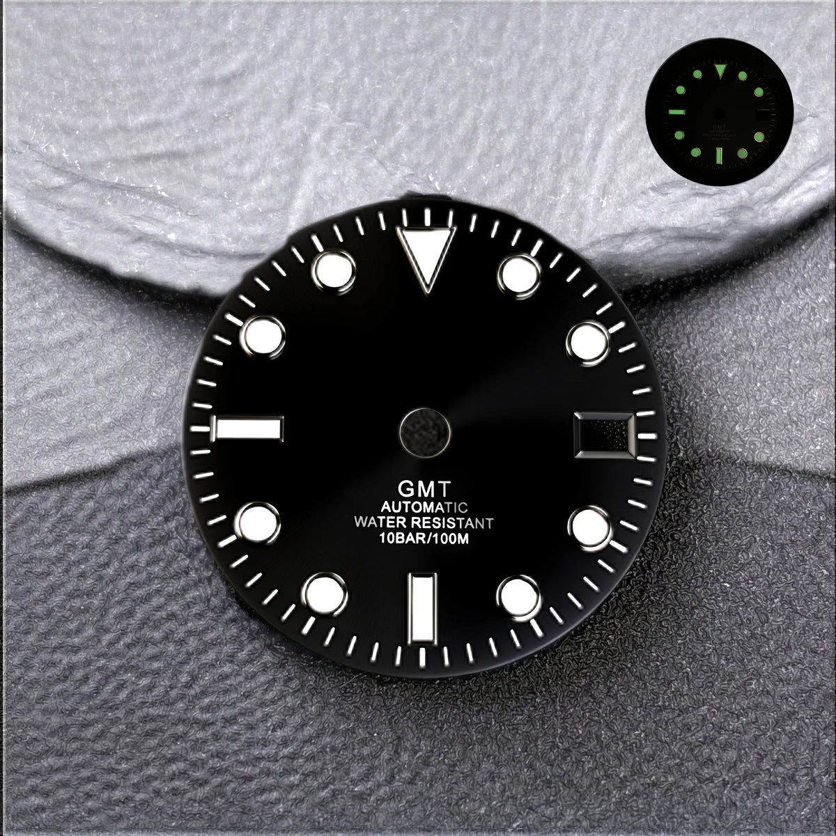 NH34 Dial GMT 28.5mm No Logo Calendar Dials Green Luminous mod parts