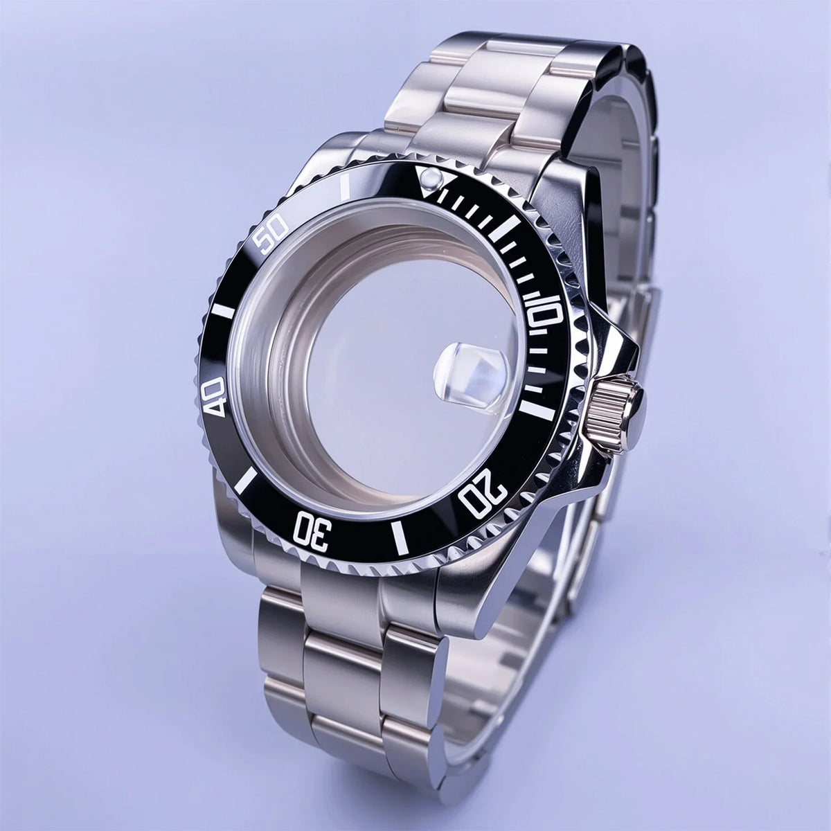 GMT Watch Case D02 40mm Sapphire 120 Click Fit NH34/NH35/NH36 38Movements Glide Bracelet