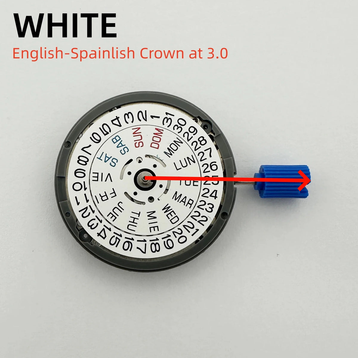 Japan Genuine NH36 Automatic Movement English-Spanish Datewheel Crown At 3.0/3.8 O'clock Mod  Day-Date