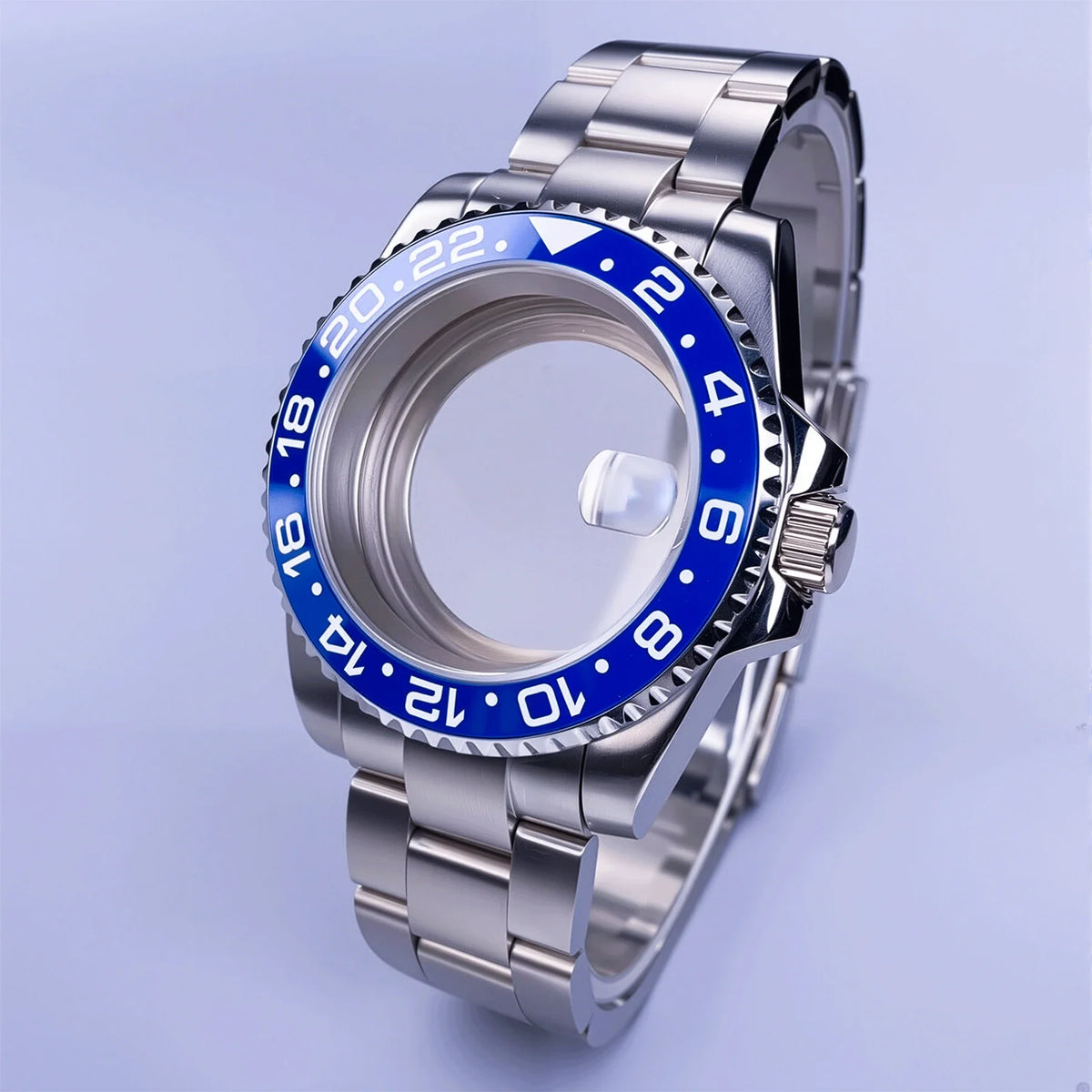 GMT Watch Case D02 40mm Sapphire 120 Click Fit NH34/NH35/NH36 38Movements Glide Bracelet