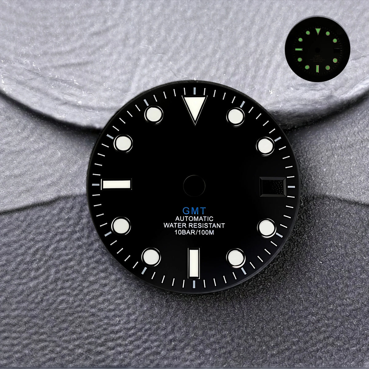 NH34 Dial GMT 28.5mm No Logo Calendar Dials Green Luminous mod parts