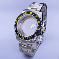 GMT Watch Case D02 40mm Sapphire 120 Click Fit NH34/NH35/NH36 38Movements Glide Bracelet