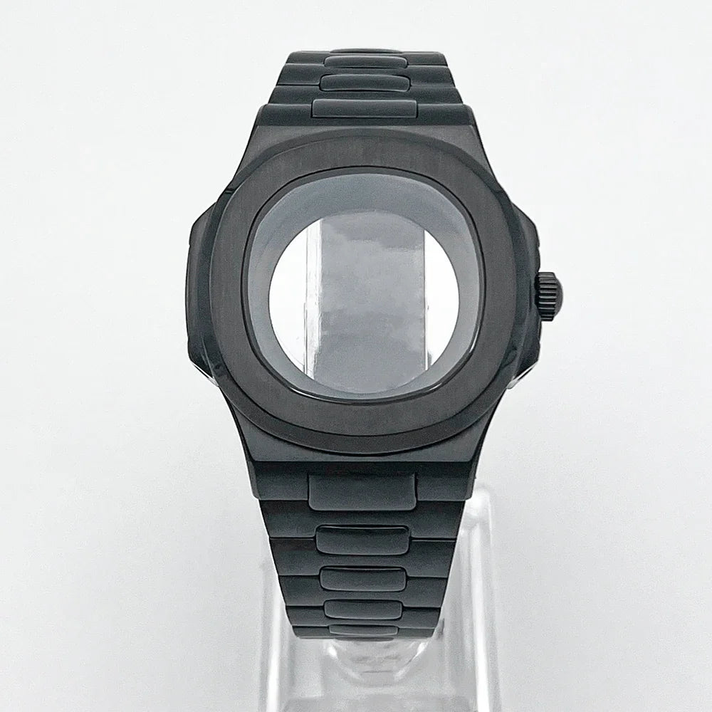 Nautilus Watch Case 41mm seiko NH35 NH70 NH72 PP  Sapphire crystal 904L stainless steel case Glass Back