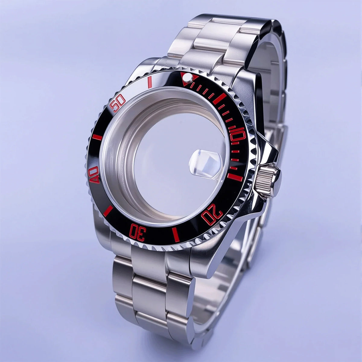 GMT Watch Case D02 40mm Sapphire 120 Click Fit NH34/NH35/NH36 38Movements Glide Bracelet