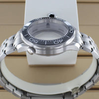 41mm Seamaster Watch Case D03 2 Crown 316L Stainless Steel Sapphire NH34 NH35 NH36/38 Automatic 10Bar Glass back