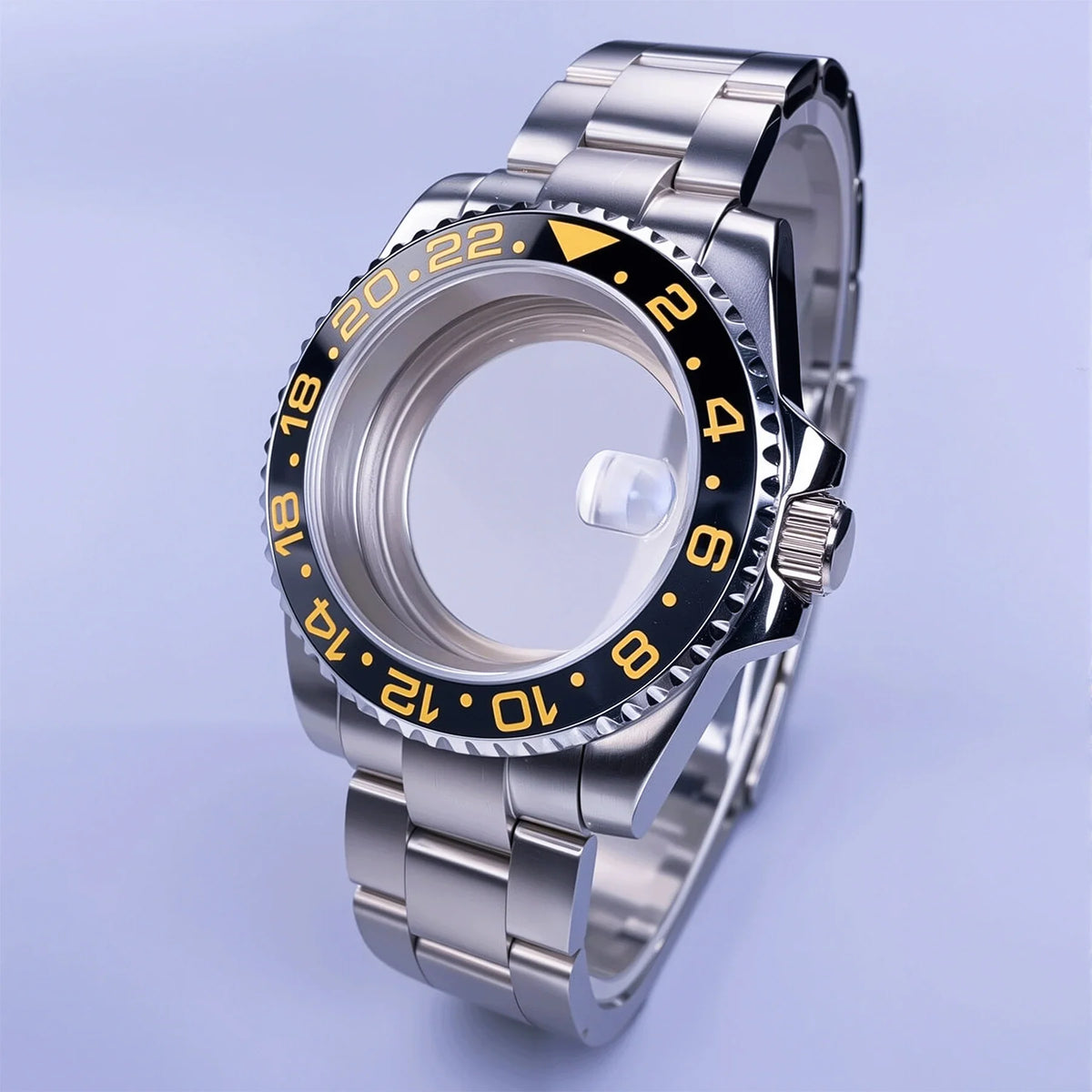 GMT Watch Case D02 40mm Sapphire 120 Click Fit NH34/NH35/NH36 38Movements Glide Bracelet