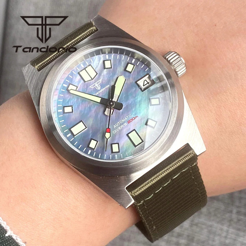 38mm U2 Field Watch P01 NH35A Automatic Watch Pilot MOP Dial 20BAR Brushed AR Sapphire Customizable Watch