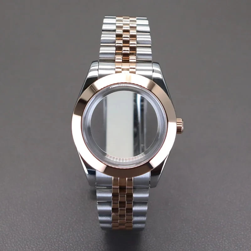 Two Toned Gold/ Rose Gold AIrKing Explorer Watch Case TB03 36mm/39mm High Quality Sapphire Glass For Nh35 Nh36 NH34 NH38 Nh70 Miyota 8215 8285 Movement