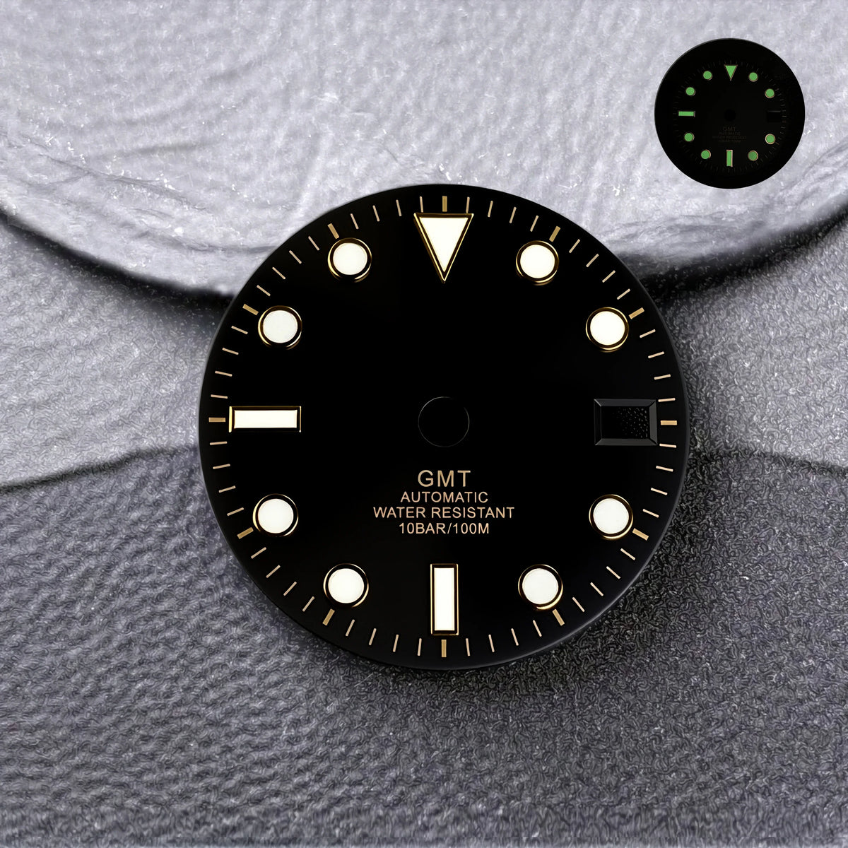NH34 Dial GMT 28.5mm No Logo Calendar Dials Green Luminous mod parts