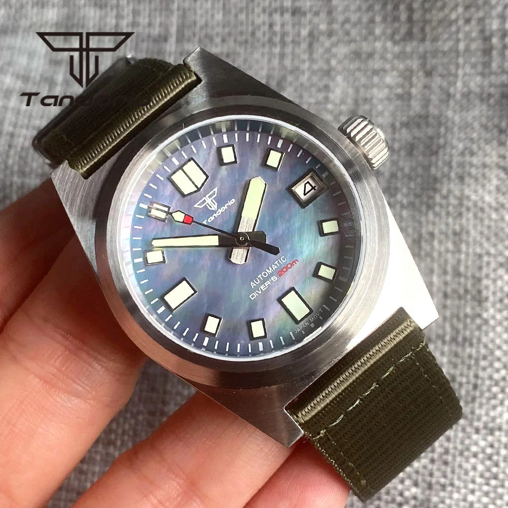 38mm U2 Field Watch P01 NH35A Automatic Watch Pilot MOP Dial 20BAR Brushed AR Sapphire Customizable Watch