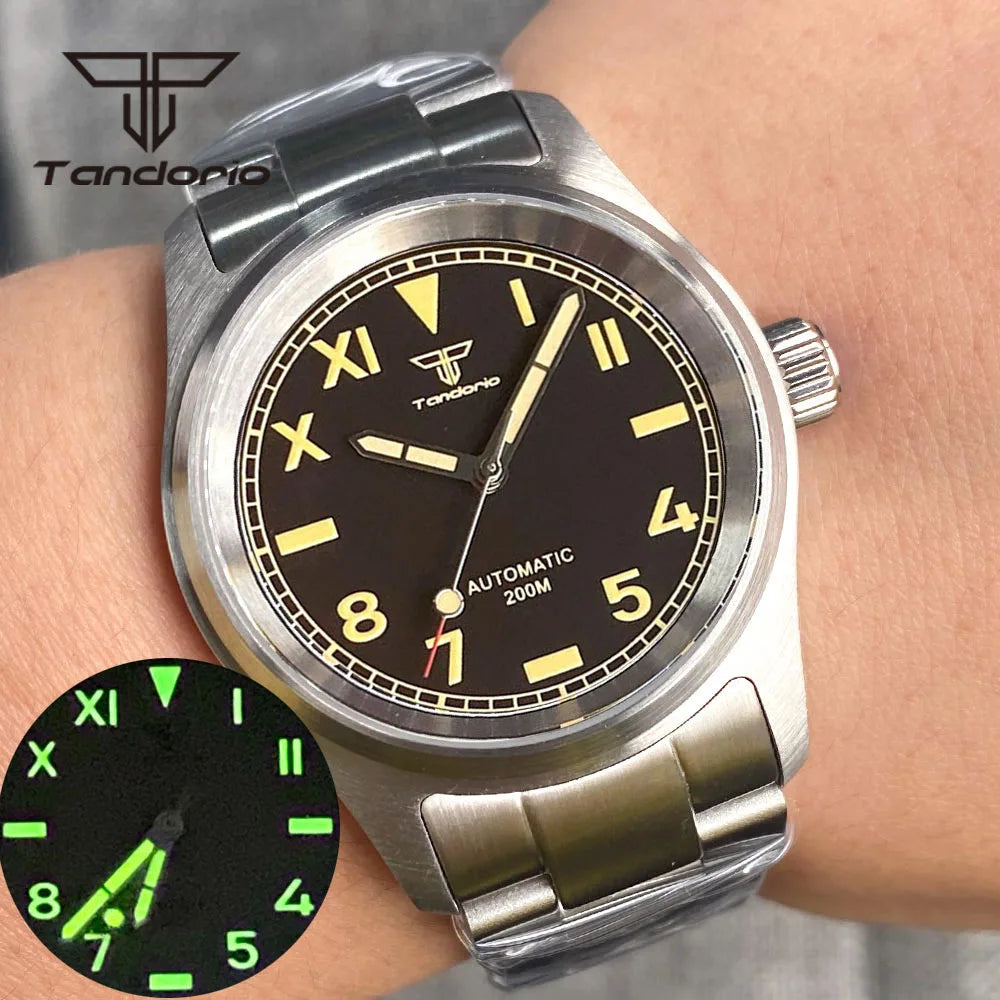 36mm Pilot Watch P03C Field 20BAR Waterproof Sapphire NH35/PT5000/Miyota 8215 Movt Luminous 20bar Bracelet