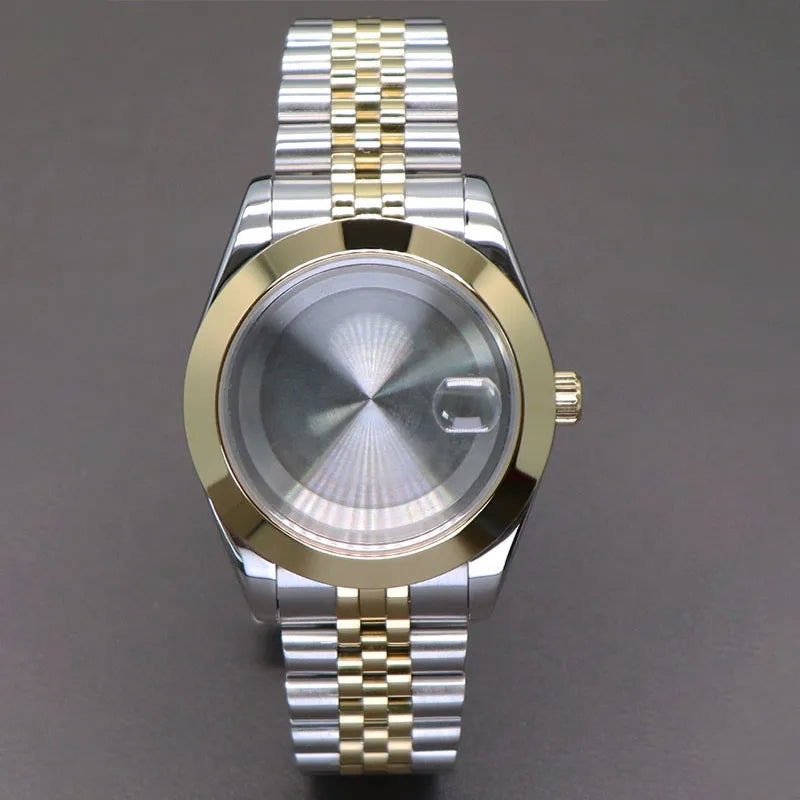 Two Toned Gold/ Rose Gold AIrKing Explorer Watch Case TB03 36mm/39mm High Quality Sapphire Glass For Nh35 Nh36 NH34 NH38 Nh70 Miyota 8215 8285 Movement
