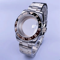 GMT Watch Case D02 40mm Sapphire 120 Click Fit NH34/NH35/NH36 38Movements Glide Bracelet