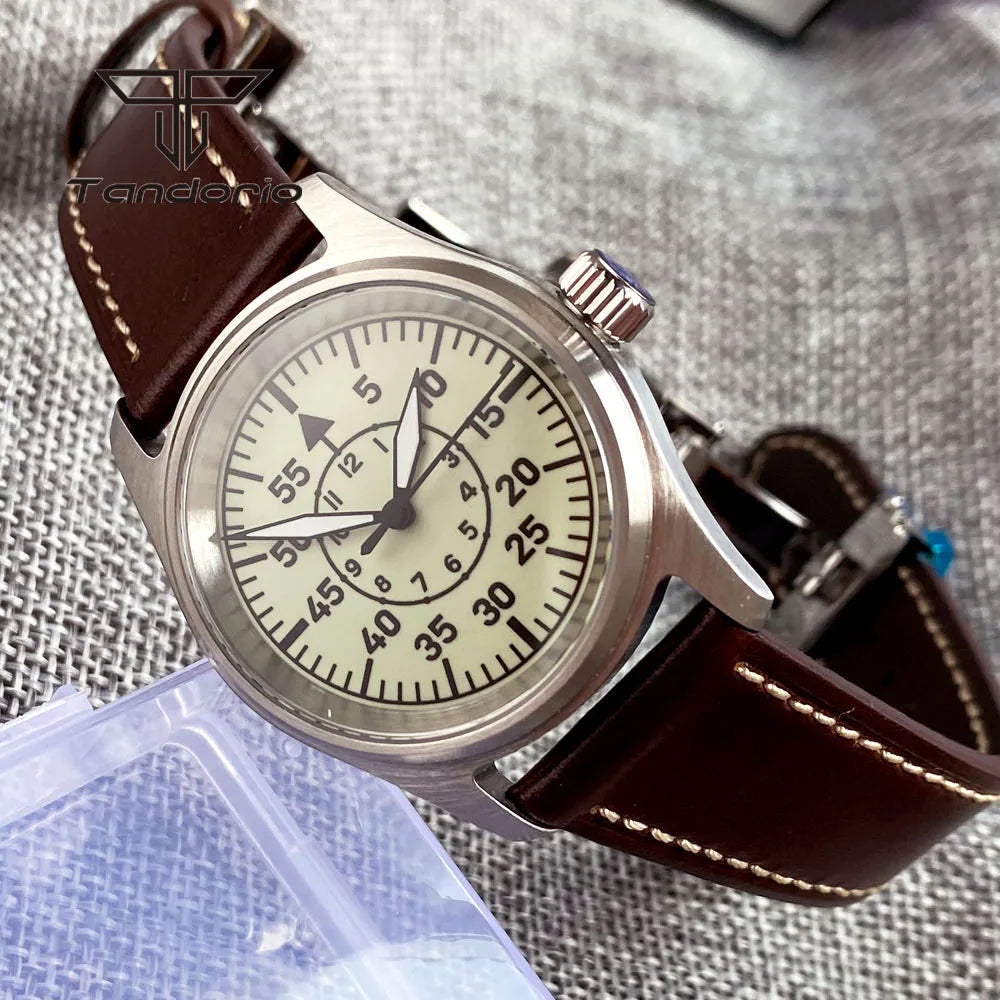 36mm Pilot Watch P03 Creamy Dial Full Lume NH35 Automatic 20BAR Sapphire Customizable