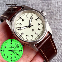 36mm Pilot Watch P03 Creamy Dial Full Lume NH35 Automatic 20BAR Sapphire Customizable