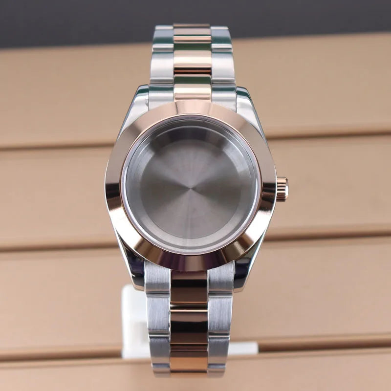Two Toned Gold/ Rose Gold AIrKing Explorer Watch Case TB03 36mm/39mm High Quality Sapphire Glass For Nh35 Nh36 NH34 NH38 Nh70 Miyota 8215 8285 Movement