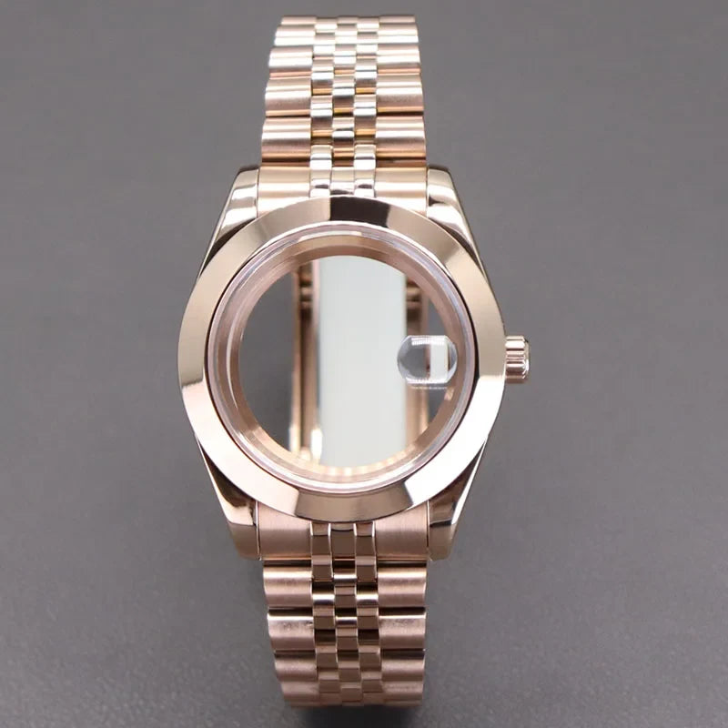 PVD Yellow Gold / Rose Gold AIrKing Explorer Watch Case GB03 36mm/39mm Sapphire For Nh35 Nh36 NH34 NH38 Nh70 Miyota 8215 8285 Movement