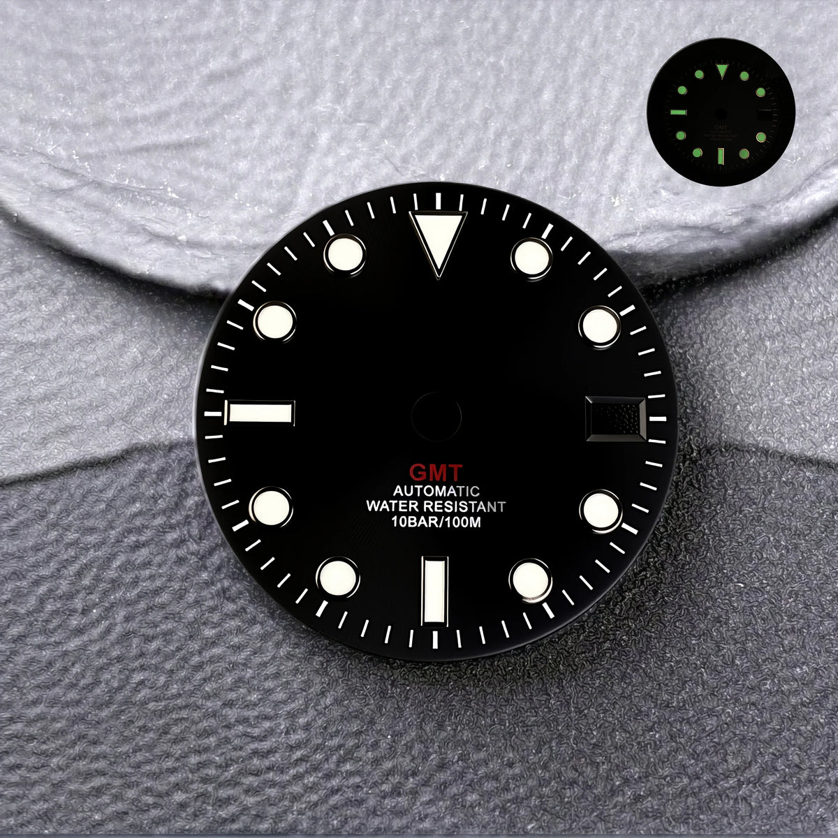 NH34 Dial GMT 28.5mm No Logo Calendar Dials Green Luminous mod parts