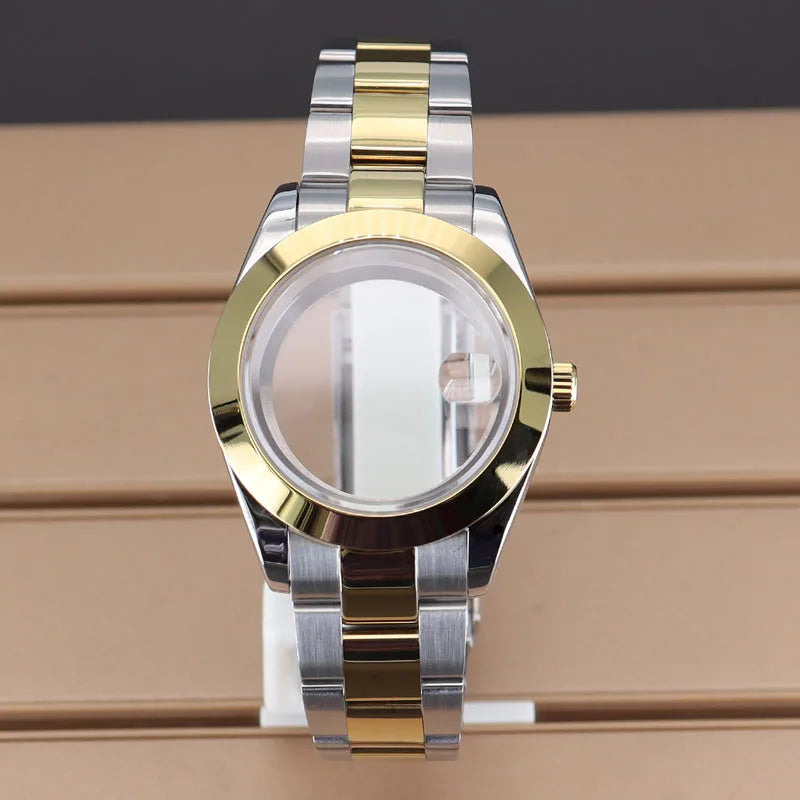 Two Toned Gold/ Rose Gold AIrKing Explorer Watch Case TB03 36mm/39mm High Quality Sapphire Glass For Nh35 Nh36 NH34 NH38 Nh70 Miyota 8215 8285 Movement