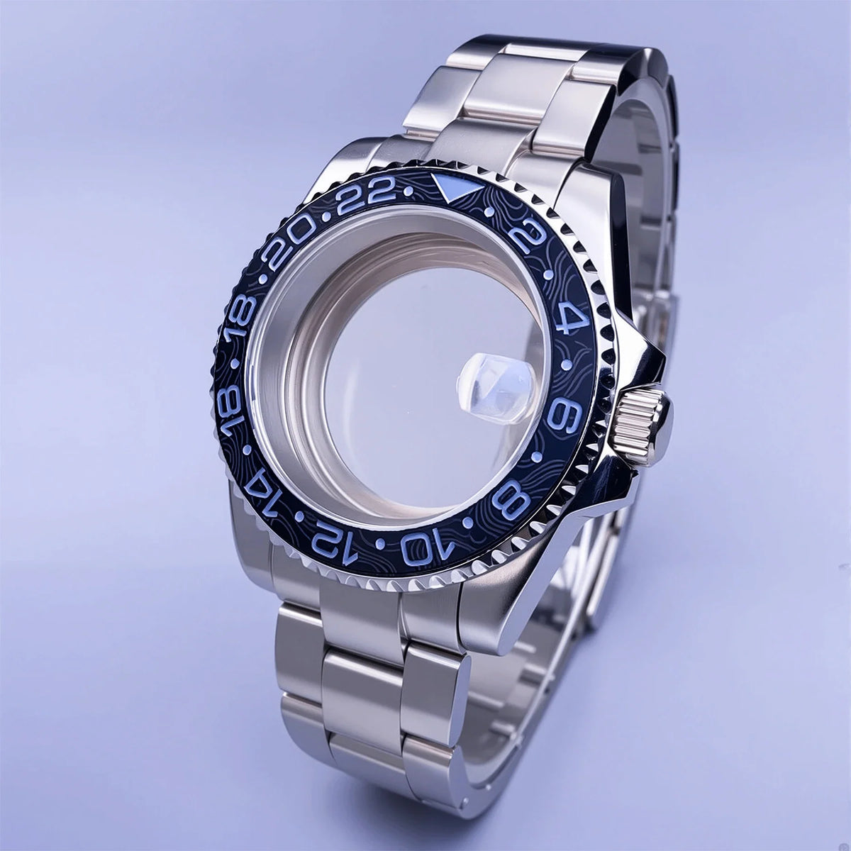GMT Watch Case D02 40mm Sapphire 120 Click Fit NH34/NH35/NH36 38Movements Glide Bracelet