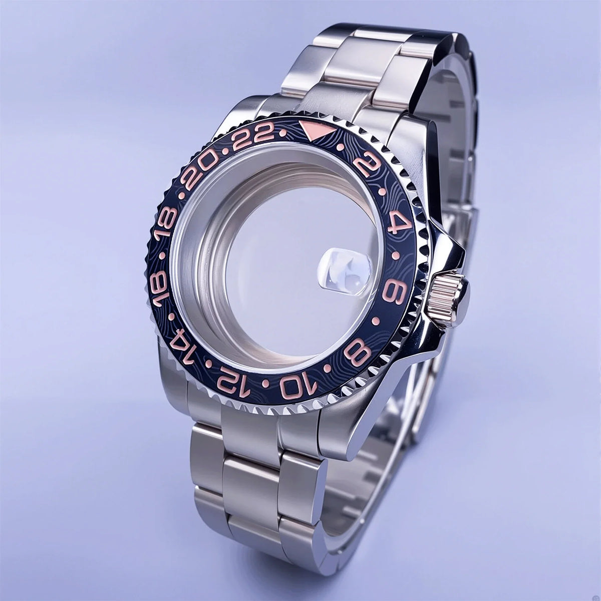 GMT Watch Case D02 40mm Sapphire 120 Click Fit NH34/NH35/NH36 38Movements Glide Bracelet
