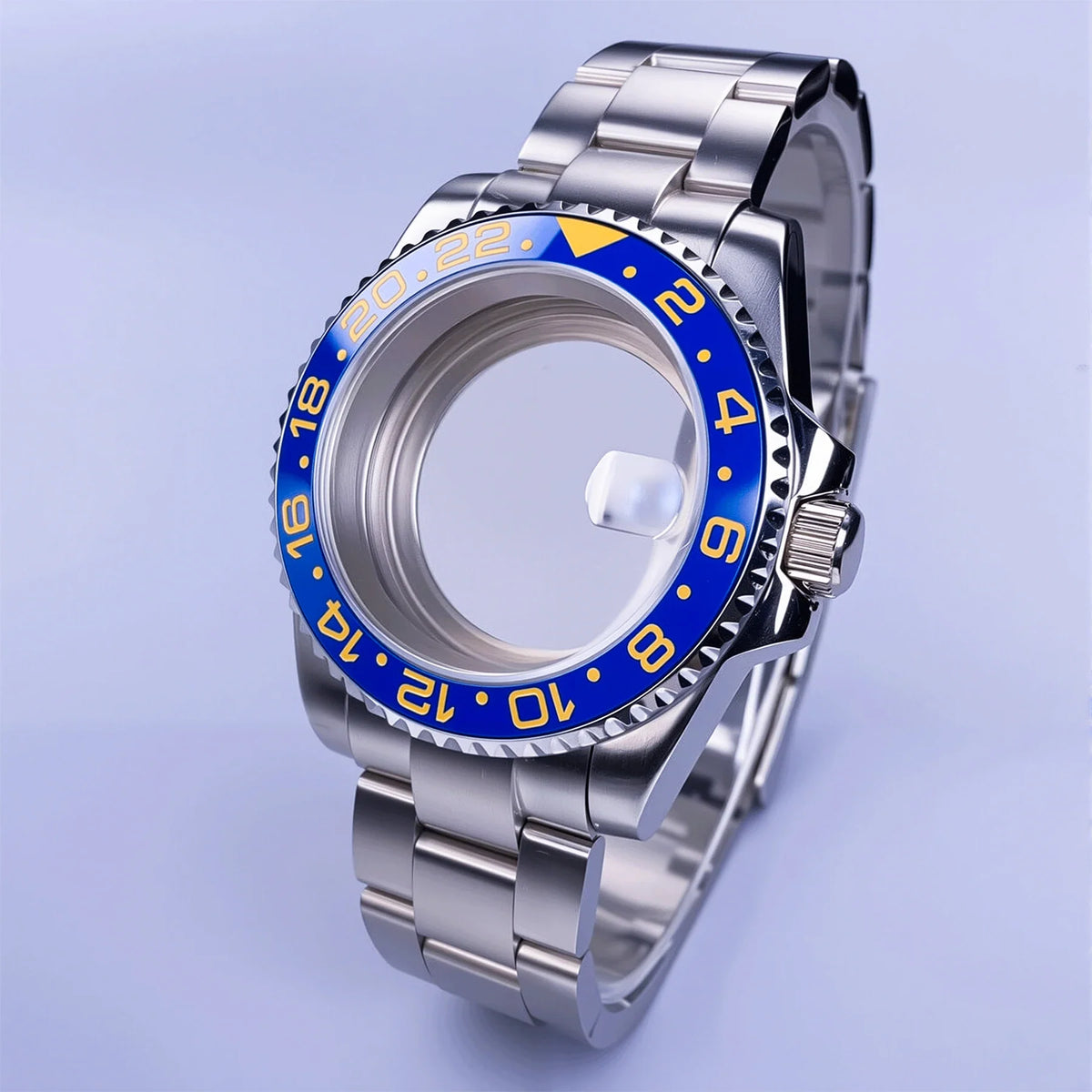 GMT Watch Case D02 40mm Sapphire 120 Click Fit NH34/NH35/NH36 38Movements Glide Bracelet