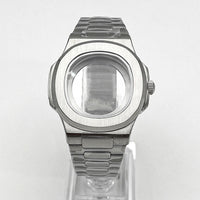 Nautilus Watch Case 41mm seiko NH35 NH70 NH72 PP  Sapphire crystal 904L stainless steel case Glass Back