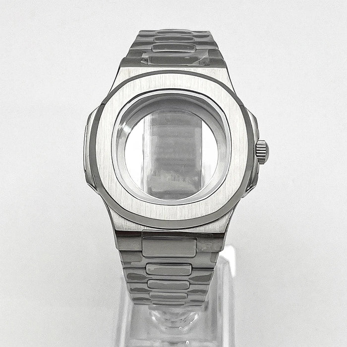 Nautilus Watch Case 41mm seiko NH35 NH70 NH72 PP  Sapphire crystal 904L stainless steel case Glass Back
