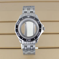 41mm Seamaster Watch Case D03 2 Crown 316L Stainless Steel Sapphire NH34 NH35 NH36/38 Automatic 10Bar Glass back