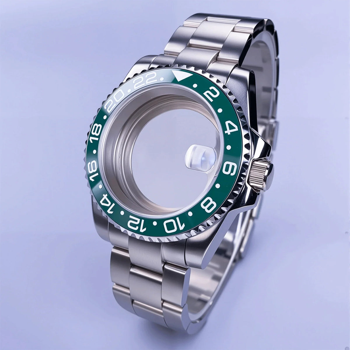 GMT Watch Case D02 40mm Sapphire 120 Click Fit NH34/NH35/NH36 38Movements Glide Bracelet