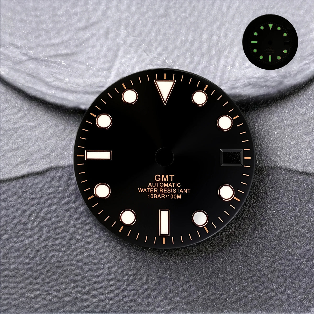 NH34 Dial GMT 28.5mm No Logo Calendar Dials Green Luminous mod parts