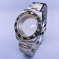 GMT Watch Case D02 40mm Sapphire 120 Click Fit NH34/NH35/NH36 38Movements Glide Bracelet