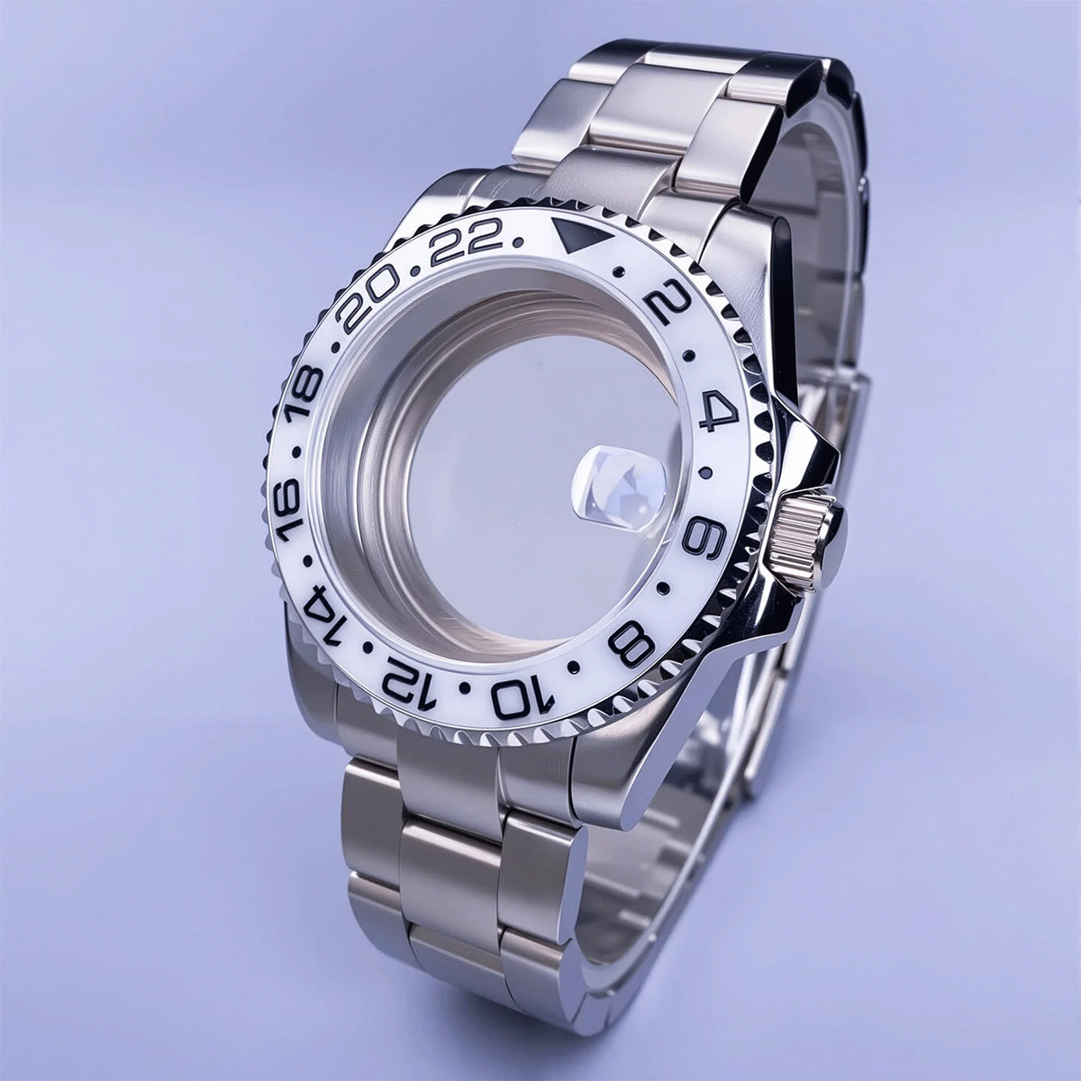 GMT Watch Case D02 40mm Sapphire 120 Click Fit NH34/NH35/NH36 38Movements Glide Bracelet