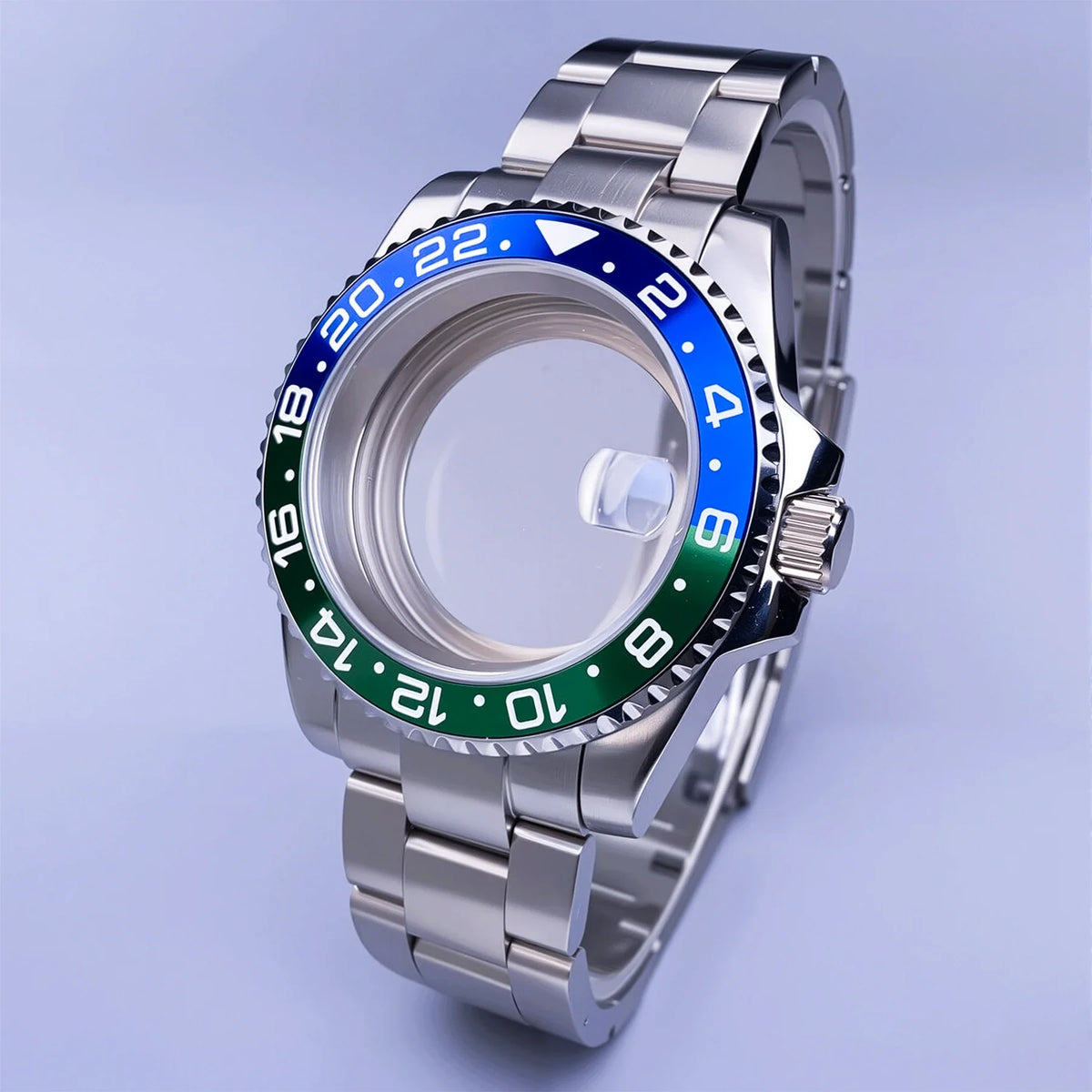 GMT Watch Case D02 40mm Sapphire 120 Click Fit NH34/NH35/NH36 38Movements Glide Bracelet
