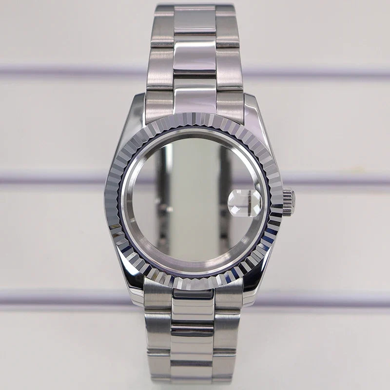 DateJust Watch Case B01 36mm/39mm Fluted Bezel Solid 316L Steel Strap For Seiko NH34 NH35 NH36/38 Miyota 8215 8285Movement