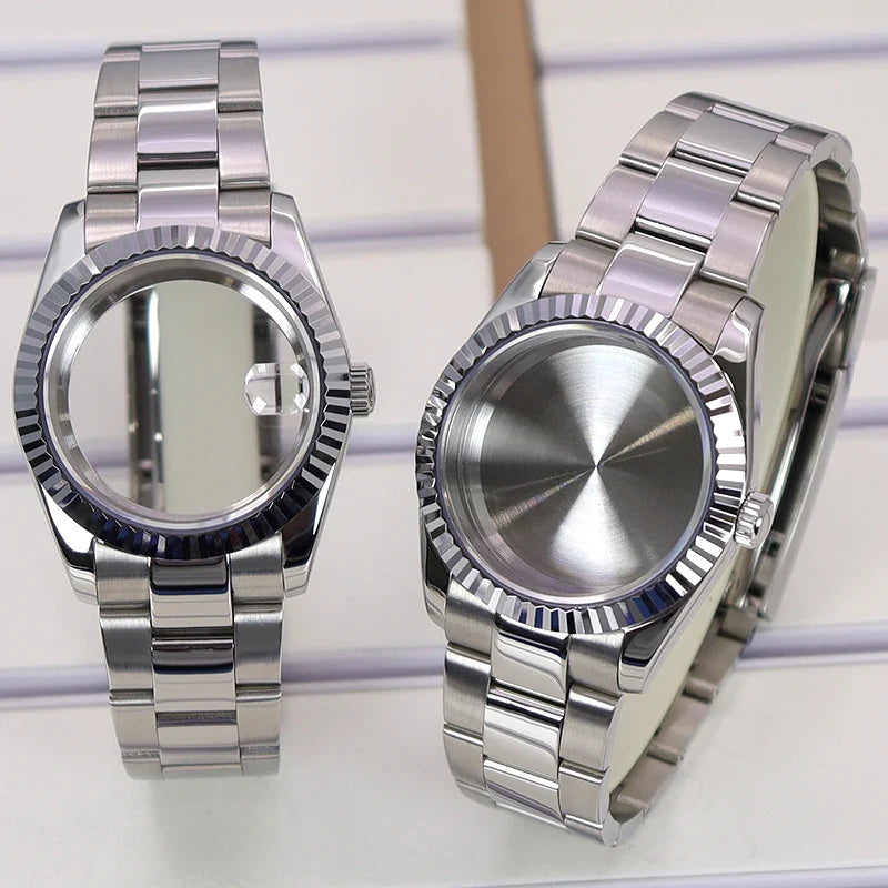 DateJust Watch Case B01 36mm/39mm Fluted Bezel Solid 316L Steel Strap For Seiko NH34 NH35 NH36/38 Miyota 8215 8285Movement
