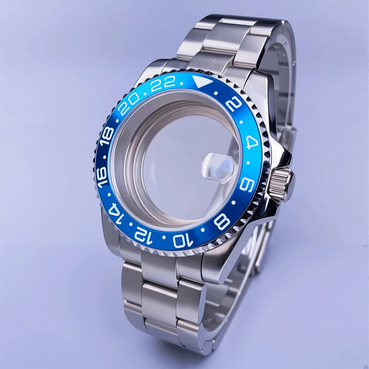 GMT Watch Case D02 40mm Sapphire 120 Click Fit NH34/NH35/NH36 38Movements Glide Bracelet
