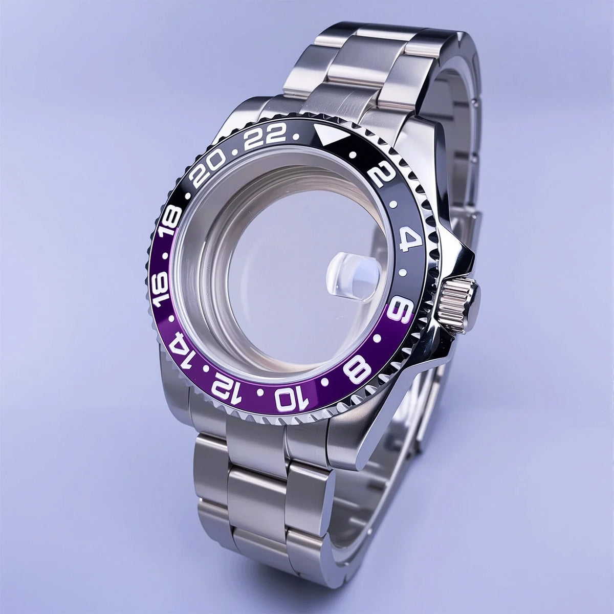 GMT Watch Case D02 40mm Sapphire 120 Click Fit NH34/NH35/NH36 38Movements Glide Bracelet