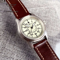 36mm Pilot Watch P03 Creamy Dial Full Lume NH35 Automatic 20BAR Sapphire Customizable