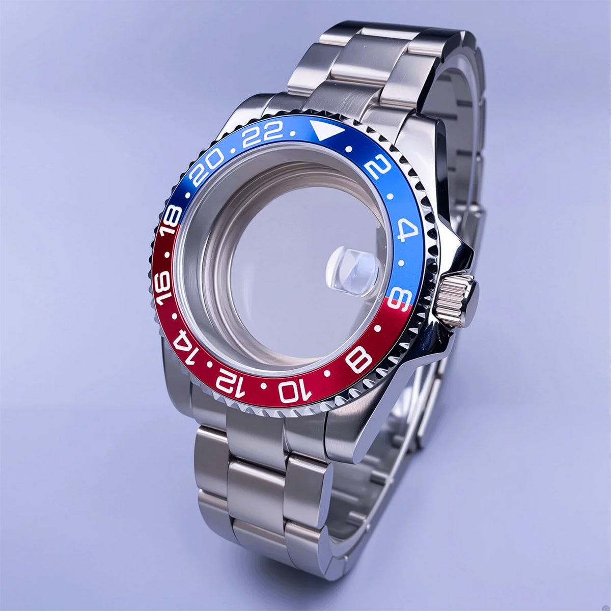 GMT Watch Case D02 40mm Sapphire 120 Click Fit NH34/NH35/NH36 38Movements Glide Bracelet