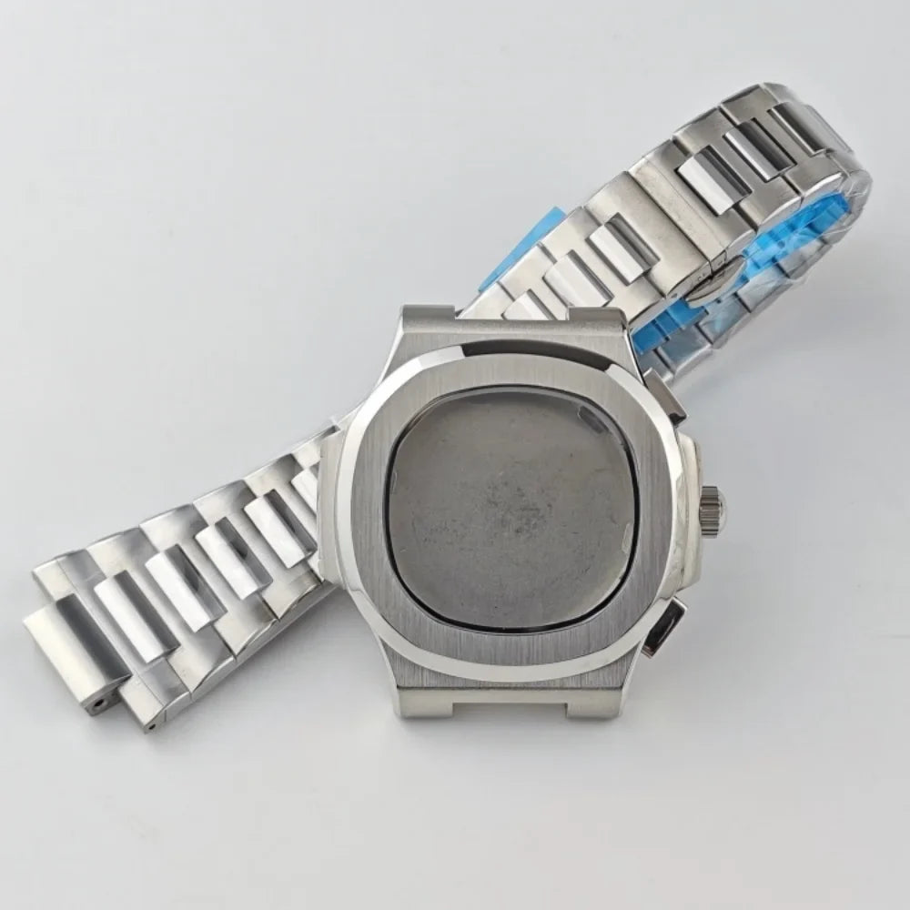 Nautilus Watch Case 41mm seiko NH35 NH70 NH72 PP  Sapphire crystal 904L stainless steel case Glass Back
