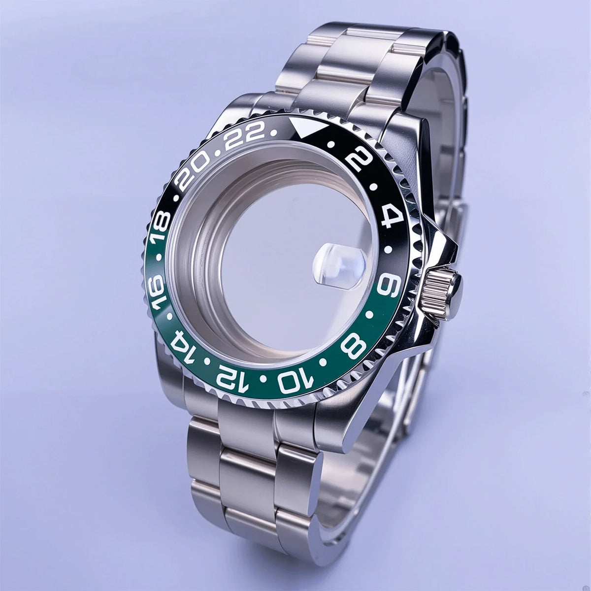 GMT Watch Case D02 40mm Sapphire 120 Click Fit NH34/NH35/NH36 38Movements Glide Bracelet